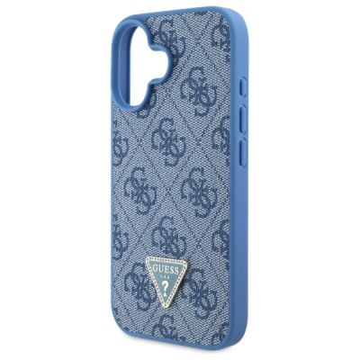 5. Guess Leder-Umhängetasche mit Metalllogo und Strasssteinen für iPhone 16 – Blau