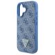 5. Guess Leder-Umhängetasche mit Metalllogo und Strasssteinen für iPhone 16 – Blau