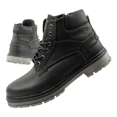 Wrangler Allan Mid Herrenstiefel Chelsea Boots Elegantes Leder Schwarz