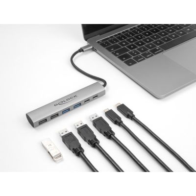 3. DeLOCK 6-Port-USB-Hub mit 4 x USB Typ-A-Buchsen und 2 x USB Typ-C-Buchsen