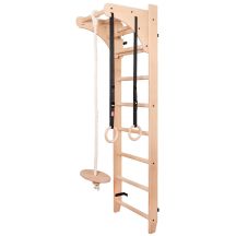 Leiter mit Holzstange und Zubehörbank 111+A204