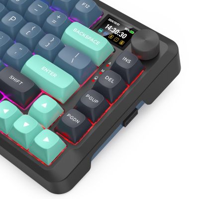4. REDRAGON K724GBG-RGB-PRO Behemoth-Tastatur USB + RF Wireless + Bluetooth Grau, Blau