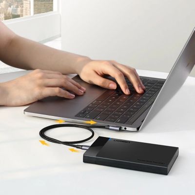 9. Ugreen US255 50123 USB-C (gerade) / USB-C (gewinkelt) PD QC-Kabel 60 W 3 A 1 m – grau