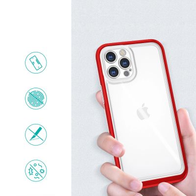 2. Klare 3in1 Hülle für iPhone 12 Pro Max Frame Cover Gel Rot