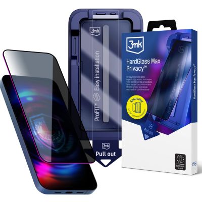 6. 9H-gehärtetes Glas mit 3MK HardGlass Max Sichtschutzfilter für iPhone 15 Pro