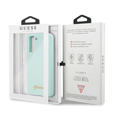 8. Guess, GUHCS21MLSLMGLB S21+ G996 blau/blaues Hardcase Silikon-Schriftzug-Metall-Logo