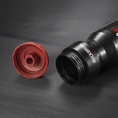 7. Rockbros 750 ml Fahrradflasche – Transparent Schwarz mit rotem Mundstück