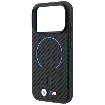 6. BMW M Carbon Printed Ring MagSafe Hülle für iPhone 17 Pro / 18 Pro - Schwarz