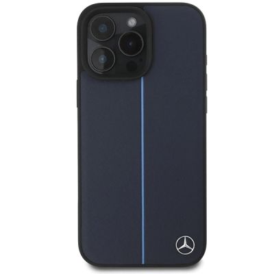 3. Mercedes MB Blue Line MagSafe-Lederhülle für iPhone 16 Pro Max – Marineblau