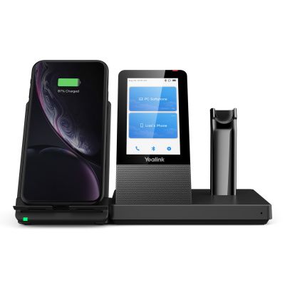 3. Yealink WH67 UC Kabelloses Headset mit Ohrbügel, Kopfbügel und Nackenbügel, inklusive Bluetooth-Ladestation für Büro/Callcenter, Schwarz