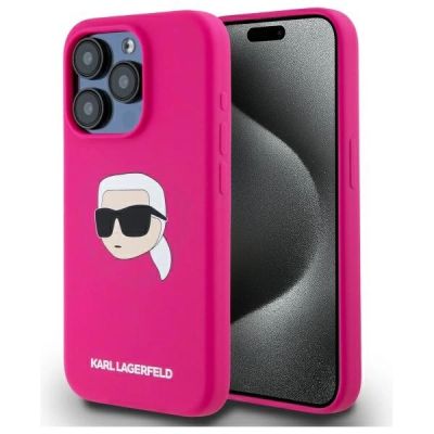 Karl Lagerfeld KLHMP15LSKHPPPLF iPhone 15 Pro 6,1" Fuchsia/Fuchsia Hardcase Silikon Karl Head Print MagSafe