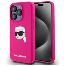 Karl Lagerfeld KLHMP15LSKHPPPLF iPhone 15 Pro 6,1" Fuchsia/Fuchsia Hardcase Silikon Karl Head Print MagSafe