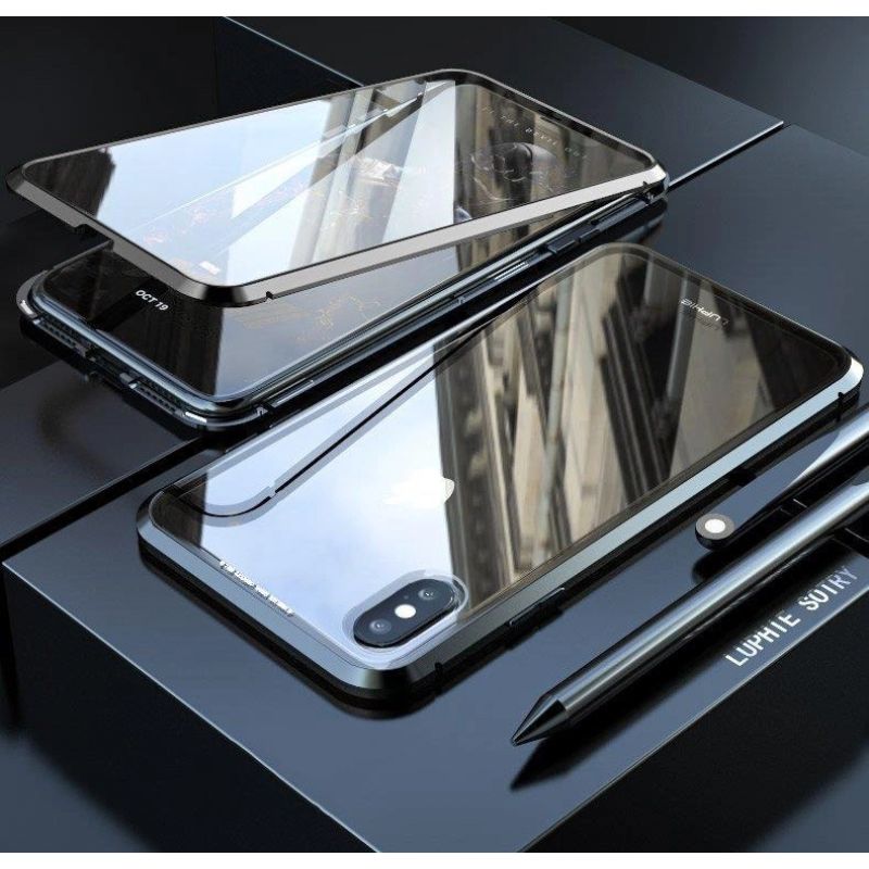 11. Wozinsky Full Magnetic Case 360 Magnetic Case Vorder- und Rückseite mit integriertem Glas Samsung Galaxy A72 4G Schwarz-Transparent