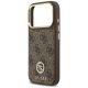6. Guess 4G Strass Logo & Big Strap Metal Buttons MagSafe Case für iPhone 17 Pro - Braun