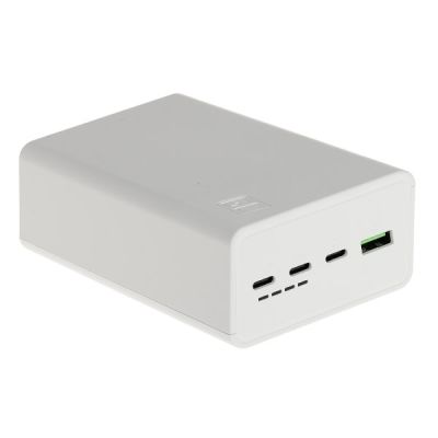 Greencell PowerPlay 30 – weiße Powerbank, 30.000 mAh, 22,5 W, 4 Anschlüsse