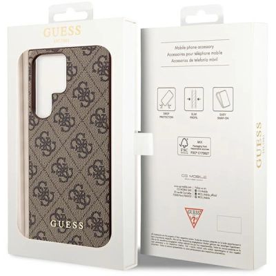8. Guess GUHCS23LG4GFBR S23 Ultra S918 braun/braun Hartschalenetui 4G Metal Gold Logo