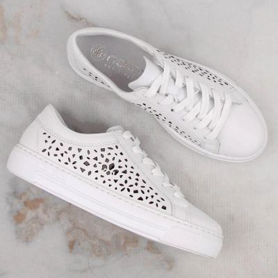 7. Rieker W RKR641 Leder Komfortschuhe weiß