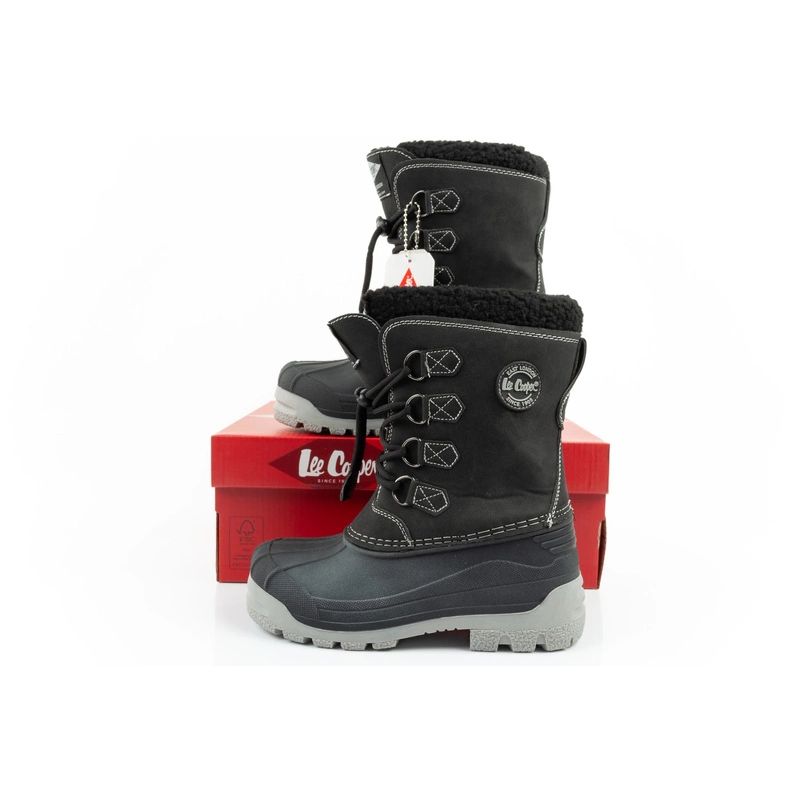 10. Lee Cooper Winterstiefel Kinder isolierte Schneestiefel für Jungen Schwarz