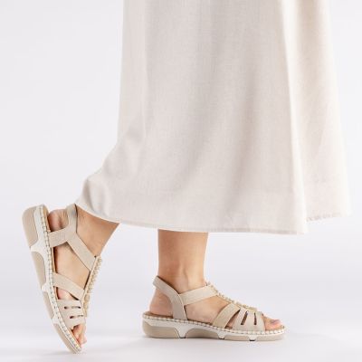 6. Beige Keilsandalen für Damen Rieker 66201-62
