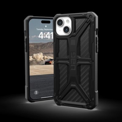 2. UAG Monarch Hülle für iPhone 15 Plus – schwarzer Carbon