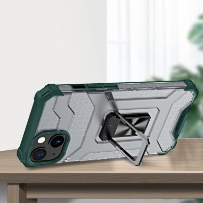 3. Crystal Ring Case robuste Kickstand TPU/PC Panzer Handyhülle Hard Case für iPhone 13 mini grün