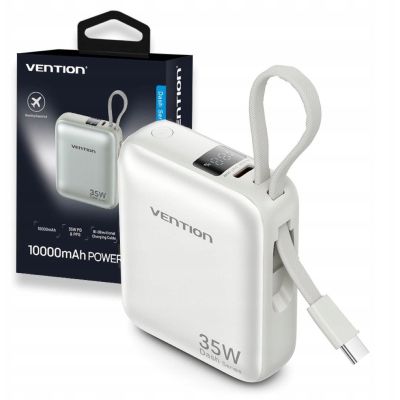 Vention 10000mAh 35W PD Powerbank mit integriertem USB-C-Kabel, Beige