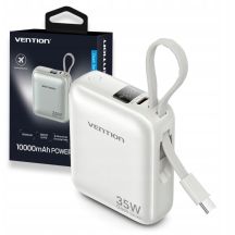 Vention 10000mAh 35W PD Powerbank mit integriertem USB-C-Kabel, Beige