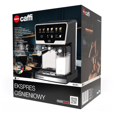 31. ELDOM Espressomaschine ECK1 1300W 20 BAR, Milchbehälter, 6 Automatikprogramme, 2 manuelle Programme