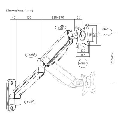 5. MACLEAN Wandmonitor, Doppelarm, 17-32 Zoll, max. 9 kg, MC-332