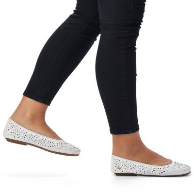 19. Rieker W RKR649 bequeme Leder-Lochschuhe, weiß