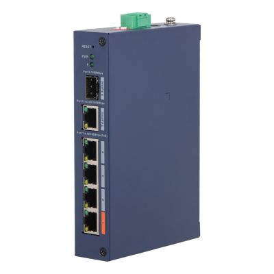 2. Dahua Technology CHS4106-4ET-60 Managed L2 Fast Ethernet (10/100) Netzwerk-Switch mit PoE-Unterstützung, Desktop-Farbe, Blau