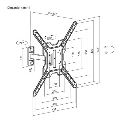 5. MACLEAN Wandhalterung für Fernseher oder Monitor, max. 23–65 Zoll, max. Traglast 30 kg, universell, max. VESA 400 x 400, MC-758 N