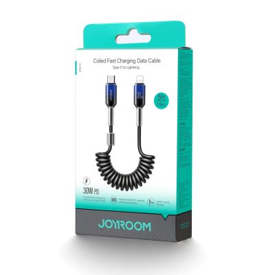 2. Joyroom S-A43 Crystal-Clear Series 30W USB-C – Lightning Spiralkabel 1,5 m – Schwarz
