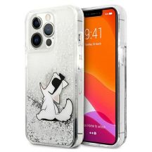 Karl Lagerfeld Liquid Glitter Choupette Fun Case für iPhone 13 Pro Max 6,7" - Silber