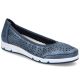 Rieker L3065-14 Damen bequeme, durchbrochene blaue Ballerinas