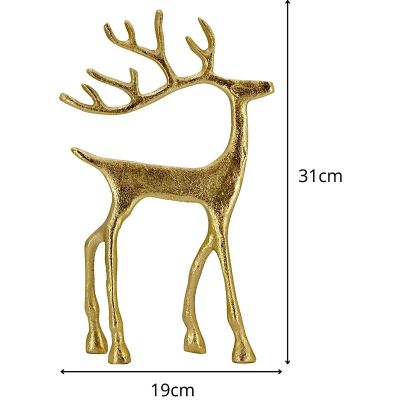 4. Dekoratives Metall-Rentier 21x40cm Gold