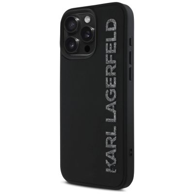 2. Karl Lagerfeld HC 3D Rubber Elongated Glitter iPhone 16 Pro Hülle - Schwarz
