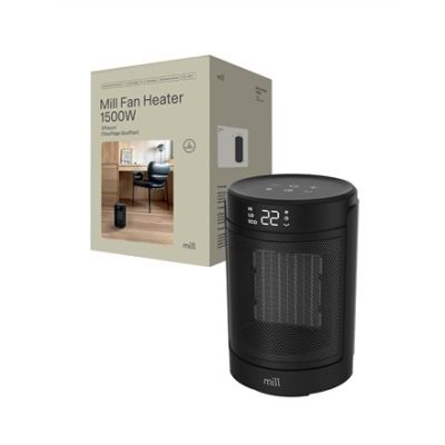 Mill FH1500BLACK | Keramik-Heizlüfter | 1500 W | Geeignet für Räume bis 22 m² | Schwarz