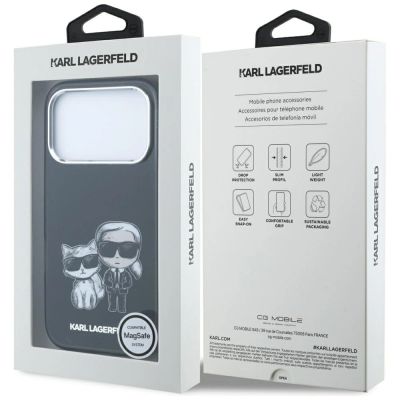 8. Karl Lagerfeld Smooth Karl & Choupette Bodies Sketch MagSafe Hülle für iPhone 18 Pro / 17 Pro - Schwarz