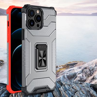 8. Crystal Ring Case robuste Kickstand TPU/PC Panzer Handyhülle Hard Case für iPhone 13 Pro blau