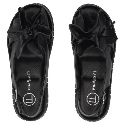 5. Schwarze Keilsandalen aus Leder für Damen, Filippo DS6965