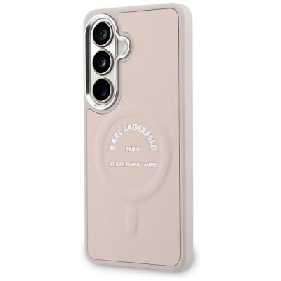 2. Karl Lagerfeld MagSafe Hülle mit geprägtem Ring und RSG-Logo für Samsung Galaxy S26+ – Pink