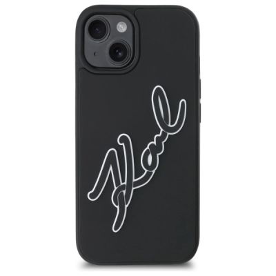 3. Karl Lagerfeld 3D Rubber Signature iPhone 15 Hülle - Schwarz