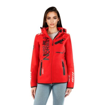 4. Geographical Norway Reine Red/Black LADY 007 Damen-Softshelljacke mit Kapuze (WU8187F/GNO-RED-BLACK)/WU8088