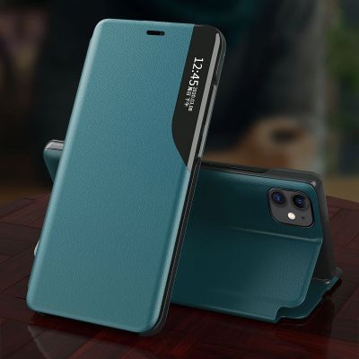 4. Eco Leather View Case booktype case schutzhülle aufklappbare hülle iPhone 13 Pro blau