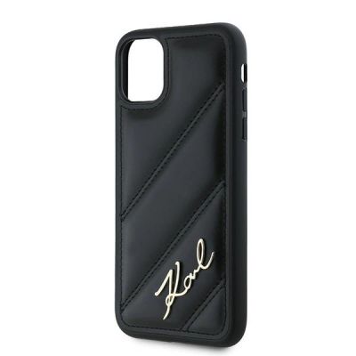 6. Karl Lagerfeld Diagonal Quilted Script Hülle für iPhone 11 / Xr – Schwarz