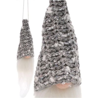 8. Dekorativer Anhänger Weihnachtsmann, 11 cm, Pailletten, Grau
