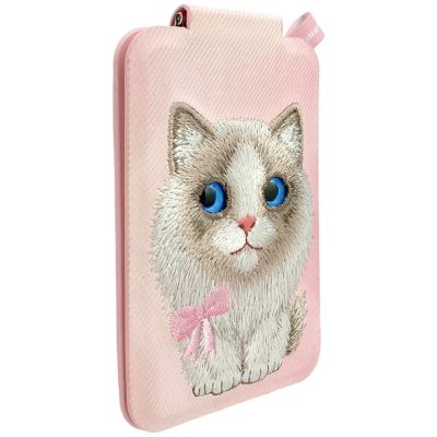 4. Nimmy Neue magnetische Geldbörse mit großen Augen und niedlichen Haustieren 2.0 Katze mit Handyhalterung – Rosa