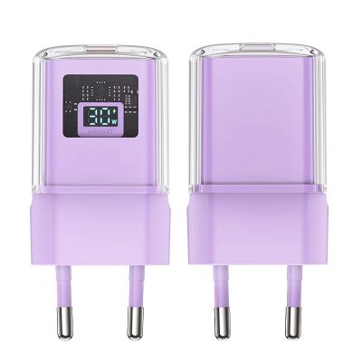 3. Acefast A53 PD 30W GaN USB-C Ladegerät mit Display – Lila