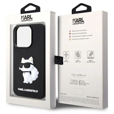 8. Karl Lagerfeld KLHCP14L3DRKHNK iPhone 14 Pro 6.1" schwarz/schwarz Hardcase Rubber Choupette 3D